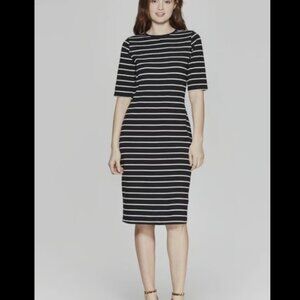 A New Day Black & White Striped Cotton Dress Women’s XS Quarter Sleeve